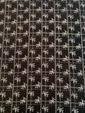 Floral Grid Printed Silk Habotai - Black / Off-White