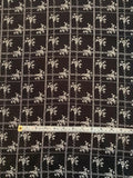 Floral Grid Printed Silk Habotai - Black / Off-White