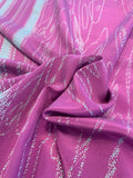 Border Pattern Sailor Ocean Routes Washed Printed Silk Crepe de Chine - Purple / Seafoam