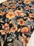 Romantic Floral Printed Silk Georgette - Black / Mauve / Dusty Peach