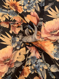 Romantic Floral Printed Silk Georgette - Black / Mauve / Dusty Peach
