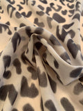 Fainted Animal Pattern Stretch Printed Silk Chiffon - Sand / Dark Grey