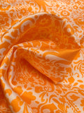 Playful Floral Printed Silk Twill - Orange / White