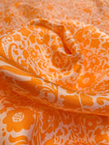 Playful Floral Printed Silk Twill - Orange / White