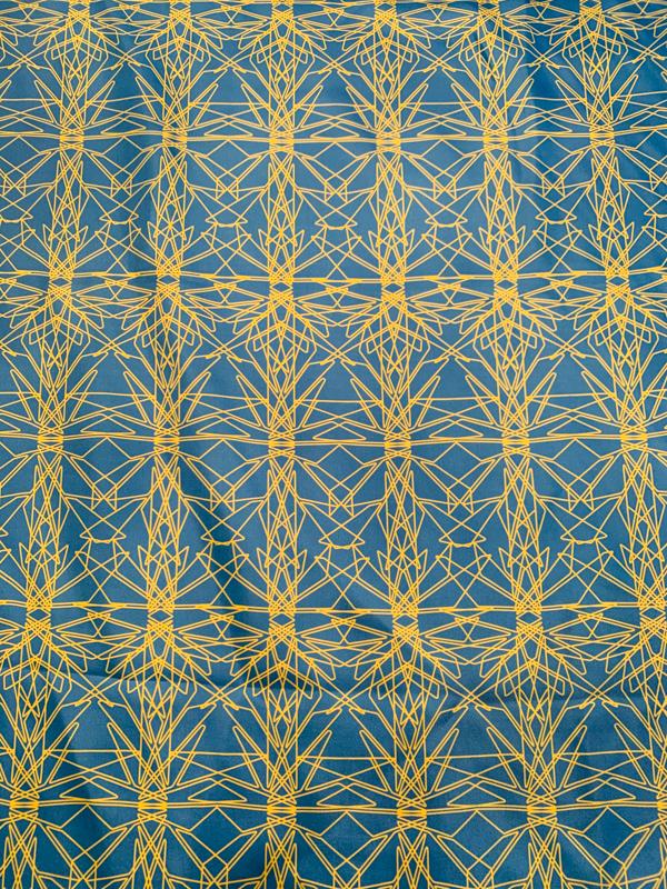Chartreuse Pattern Art Deco Pattern Mini Printed Silk Twill - Blue/Chartreuse | FABRICS ...