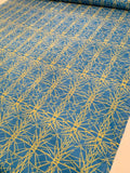 Art Deco Pattern Mini Printed Silk Twill - Blue / Chartreuse