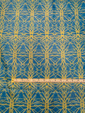 Art Deco Pattern Mini Printed Silk Twill - Blue / Chartreuse