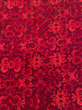 Damask Pattern Printed Silk Crepe de Chine - Wine / Magenta / Coral