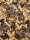 Animal Pattern Printed Silk Crepe de Chine - Black / Mustard / Brown / White