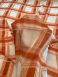 Painterly Plaid Printed Silk Georgette - Pumpkin Spice Orange / Off-White