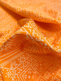 Modern Aztec Silk and Cotton Twill - Orange / White