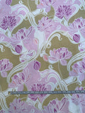 Springtime Floral Printed Silk Crepe de Chine - Lilac / Lavender / Tan / White
