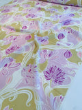 Springtime Floral Printed Silk Crepe de Chine - Lilac / Lavender / Tan / White