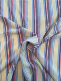 Vertical Striped Printed Silk Broadcloth - Light Blue / Purple / Pink / Beige