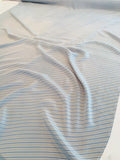 Diagonal Striped Washed Printed Silk Crepe de Chine - Blue / Beige / White