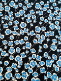 Flowers in the Wind Printed Stretch Silk Chiffon - Blue / White / Navy