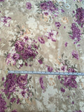 Ralph Lauren Floral Bouquets Printed Lightweight Silk Charmeuse - Tan / Olive / Purple