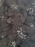 Spiraling Hexagons Printed Silk Crepe de Chine - Black / Off-White / Grey