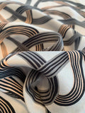 Intertwining Looping Ropes Printed Silk Charmeuse - Grey / Black / Peach