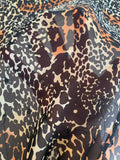 Animal Pattern Silk Chiffon with Stitched Sequins - Black / Cream / Orange