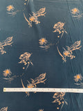 Vintage Autumn Floral Screen-Printed Silk Crepe de Chine - Black / Brown / Caramel