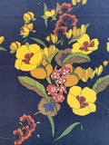 Oriental Floral Printed Silk Fuji - Black / Yellow / Orange / Olive