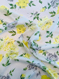Floral Printed Silk Georgette - White / Yellow / Grey / Green