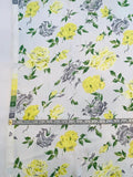 Floral Printed Silk Georgette - White / Yellow / Grey / Green