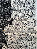 Floral Border Pattern Printed Poly Spandex Scuba Knit - Black / White