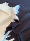 Floating Feathers on the Skyline Novelty Printed Heavy Scuba Knit - Black / White