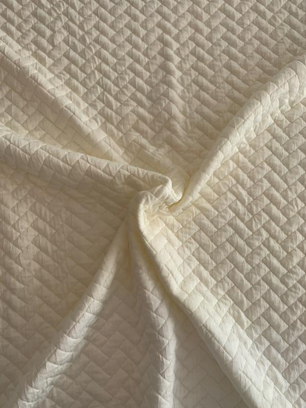 Crosshatch Pattern Quilted-Like Knit Off-White FABRICS