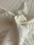 Crosshatch Pattern Quilt-Like Rayon Poly Knit - Off-White
