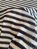 Horizontal Fishnet Striped Cotton Rayon Spandex Jersey Knit - Navy / White