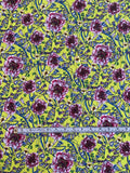 Italian Floral Printed Stretch Viscose Jersey Knit - Yellow / Magenta / Blue / Green