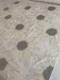 Large Scale Daisey Printed Silk and Cotton Voile - Off-White / Maize / Grey / Blue