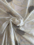Large Scale Daisey Printed Silk and Cotton Voile - Off-White / Maize / Grey / Blue