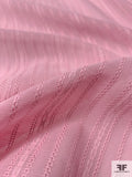 Striped Fine Stitch Embroidered Cotton Voile - Light Pink