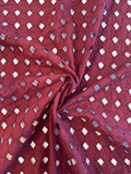 Geometric Embroidered Cotton Eyelet - Maroon