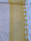 Border Pattern Embroidered Cotton Eyelet - White / Yellow