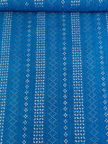 Stripe Pattern Embroidered Cotton Eyelet - Royal Blue