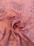Embroidered and Stitched Silk Chiffon with Sequins - Dusty Pink