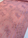 Embroidered and Stitched Silk Chiffon with Sequins - Dusty Pink