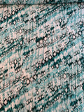 Abstract Ikat Printed Cloqué Silk - Seafoam / Teal / White