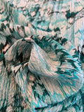 Abstract Ikat Printed Cloqué Silk - Seafoam / Teal / White