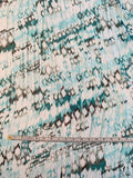 Abstract Ikat Printed Silk Chiffon - Seafoam / Teal / White