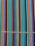 Abraham Vertical Striped Printed Silk Jacquard - Turquoise / Orange / Navy / White