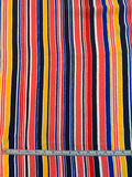 Abraham Vertical Striped Printed Silk Jacquard - Coral / Yellow / Royal / Navy  / White