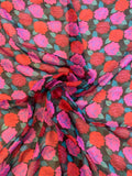 Floral Printed Silk Chiffon - Pink / Red / Teal / Black