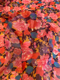 Floral Printed Silk Chiffon - Pink / Red / Purple / Tangerine