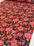 Floral Printed Silk Jacquard - Pink / Red / Purple / Tangerine